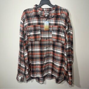 NEW Ocean Coast Orange, Black And White Plaid Flannel Size 4X